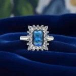Close up of Regal Radiance Blue CZ Ring