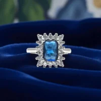 Close up of Regal Radiance Blue CZ Ring