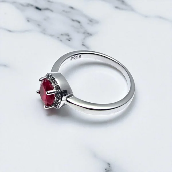 Top view of Radiant Ruby Red Ring