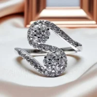 Close-up of S-Twist CZ Stone Ring
