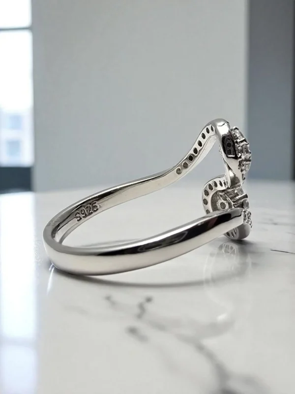 Back view of Close-up of S-Twist CZ Stone Ring