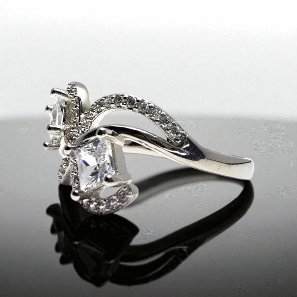 Close-Up right side view of 925 Infinity Sparkle CZ Silver Ring
