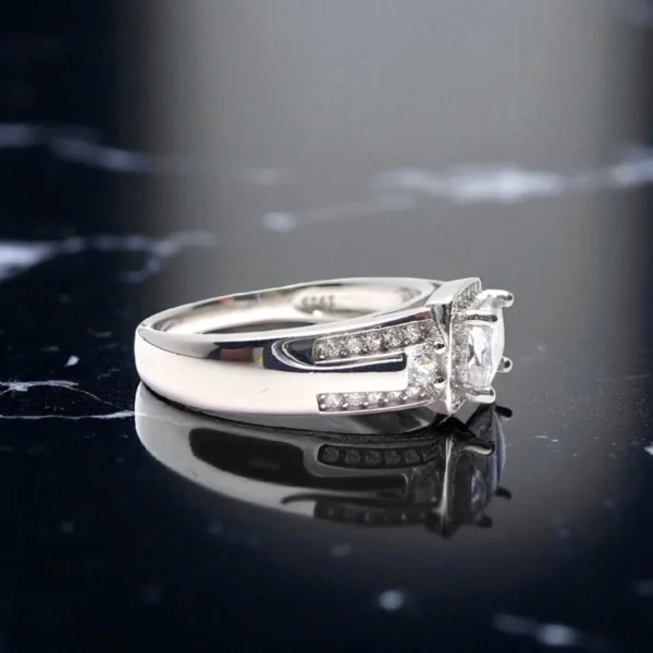 Side view of Emerald Cut Center Stone Ring