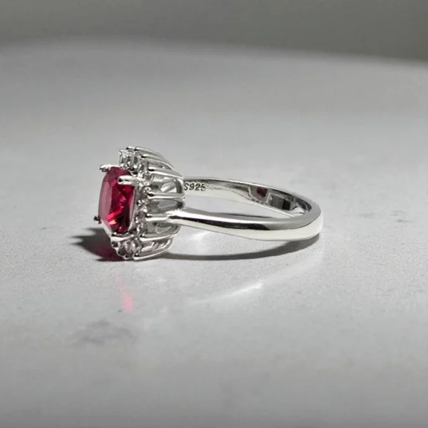 Side view of Regal Pink Cushion-Cut Stone Ring