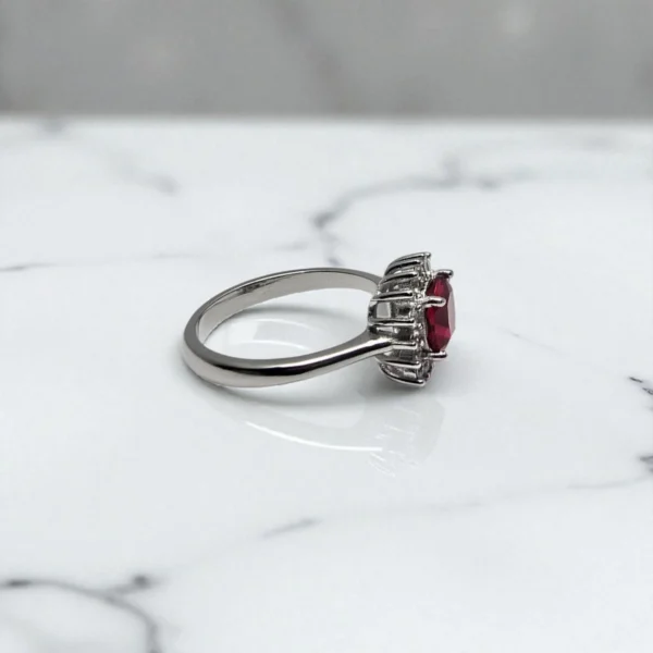 Top view of Regal Pink Cushion-Cut Stone Ring