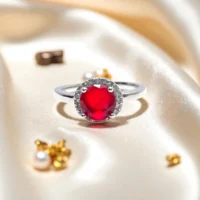 Close up of Radiant Ruby Red Ring