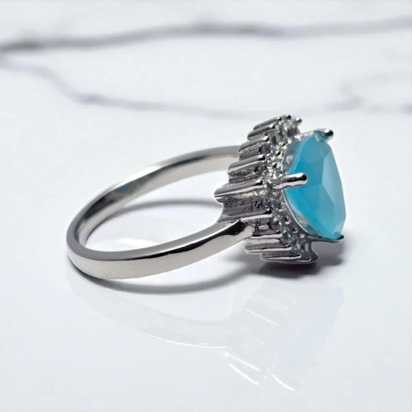 Side top view of Aqua Blue Glint Ring