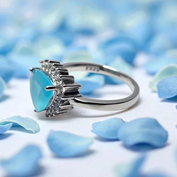 Side view of Aqua Blue Glint Ring