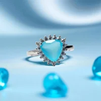 Close up of Aqua Blue Glint Ring