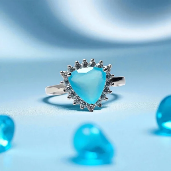 Close up of Aqua Blue Glint Ring