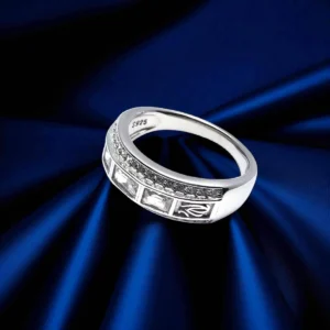 Celestia Triple Row CZ Ring – 925 Silver Sparkle