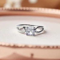 Close up of 925 Celeste Loop Solitaire Ring