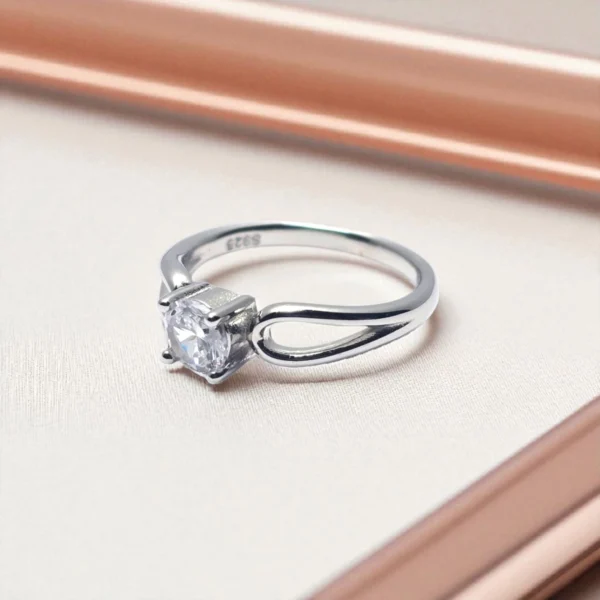 Side top view of 925 Celeste Loop Solitaire Ring