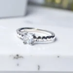 Close up of 925 Beaded Solitaire Ring