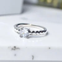 Close up of 925 Beaded Solitaire Ring