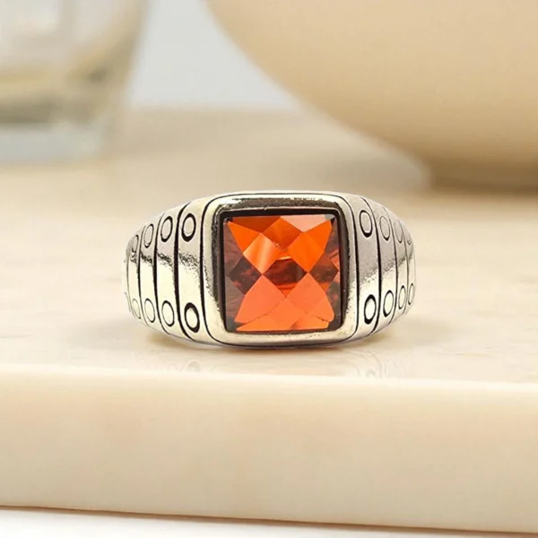 Close up of Matrix Orange Gemstone Ring