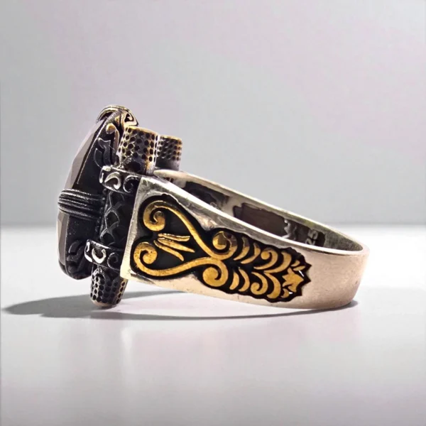 Side view to display accents of Regal Warrior Ring