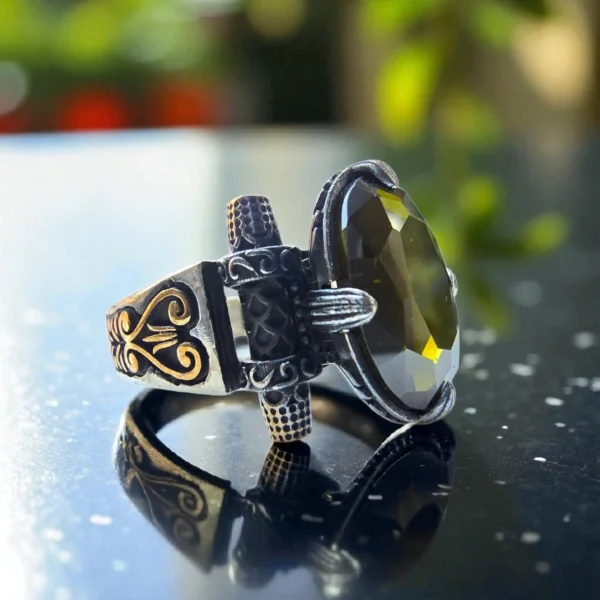Side view with stone display of Regal Warrior Ring