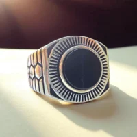 Close up of Hex Shield Ring