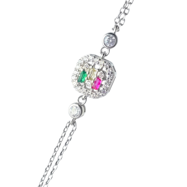 Close up of Prismatic CZ Charm Bracelet