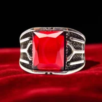 Close up of Crimson Crest Ring