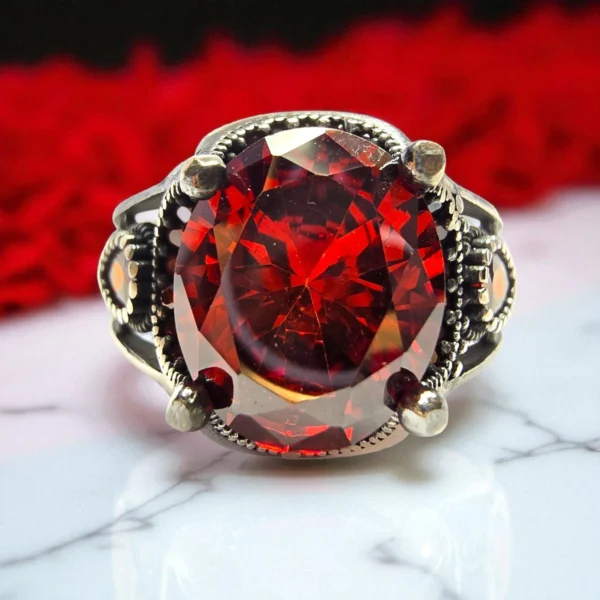 Close up of Crimson Garnet Ring