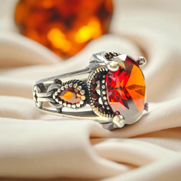 Left side view of Crimson Garnet Ring