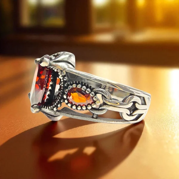 Right side view of Crimson Garnet Ring