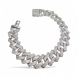Home 60 Iced Valor Cuban Bracelet – 925 Silver with CZ Pave Links