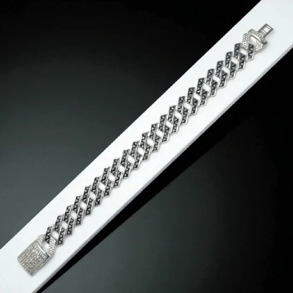 Full length display of Top view of Noir Prism Cuban Bracelet