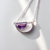 Close up of Amethyst Arc Necklace