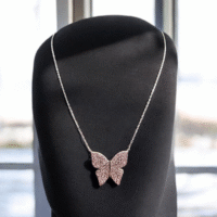 Full display on bust of Blush Flutter Necklace