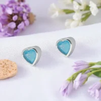 Front view of Aqua Heartbeat Studs