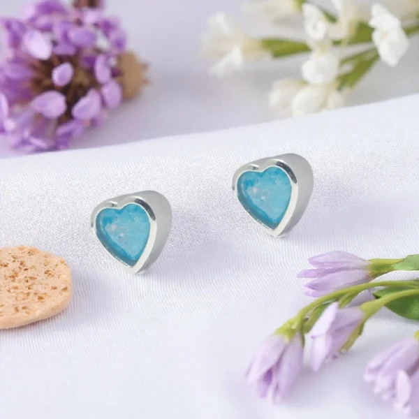 Front view of Aqua Heartbeat Studs