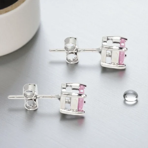 Side view of Blush Gleam Oval Studs