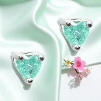 Close up of Mint Whisper Heart Studs
