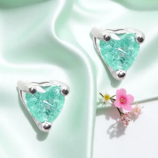 Close up of Mint Whisper Heart Studs