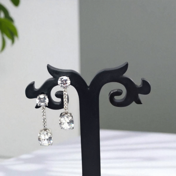 Hanging view of Aurora Line Drop Earrings