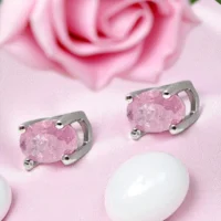 Front view of Blush Gleam Oval Studs