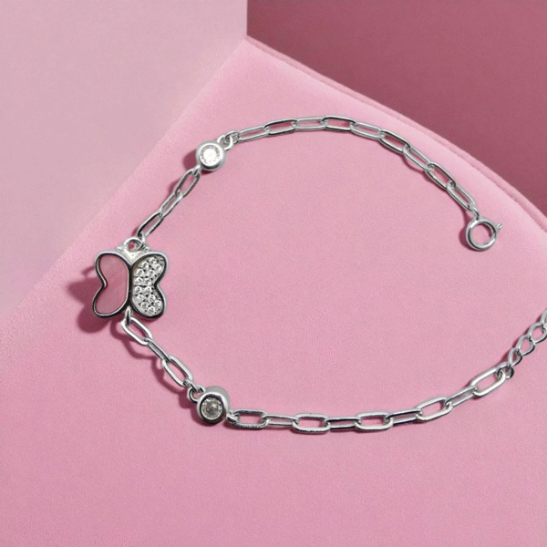 Circular display of Pink Flutter Butterfly Bracelet