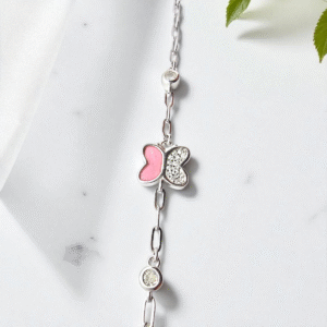 Home 60 Pink Flutter Butterfly Bracelet – CZ Sparkle in 925 Silver