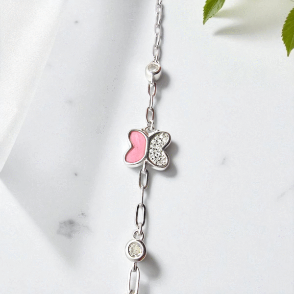 Top view of Pink Flutter Butterfly Bracelet