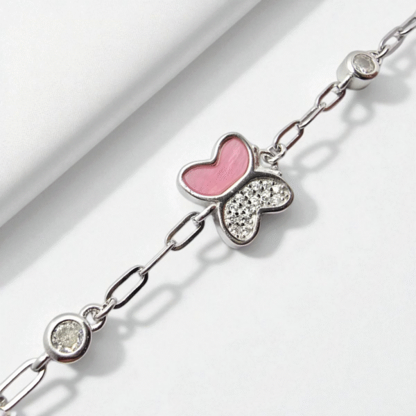 Close up of Pink Flutter Butterfly Bracelet