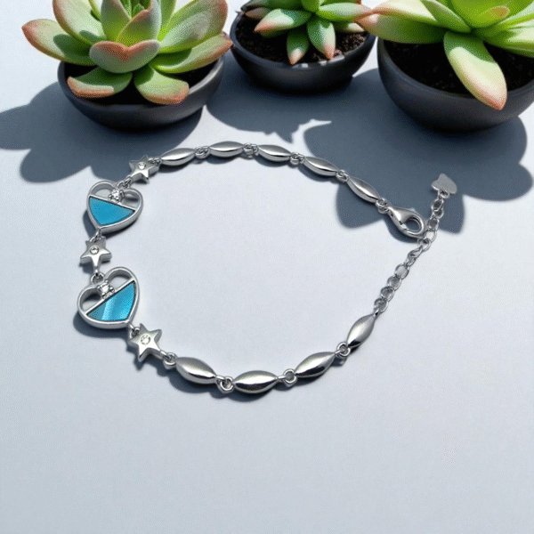 Full display of Aqua Heart Star Bracelet