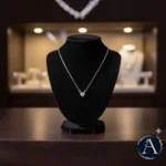 Bust display of Heart Solitaire Pendant Necklace – 925 Silver