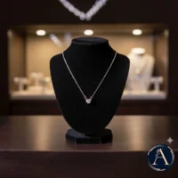 Bust display of Heart Solitaire Pendant Necklace – 925 Silver