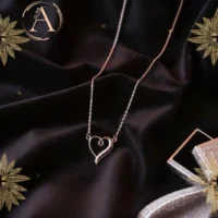 Close up display of pendant and chain of Intertwined Heart Pendant Necklace – 925 Silver