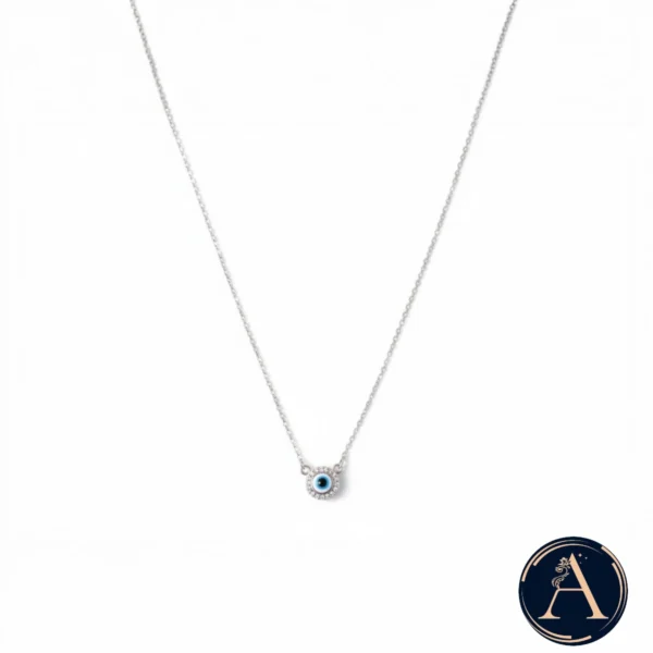 Close up of Evil Eye Protection Necklace – 925 Silver