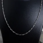 Close up view of Classic Textured Link Chain – 925 Silver