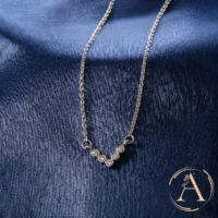 Close up view of Five-Stone V-Necklace – 925 Silver